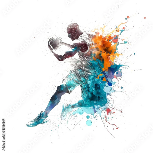 Obraz バスケットボール選手のペイントアート, Basketball Player Paint Art, Generative AI