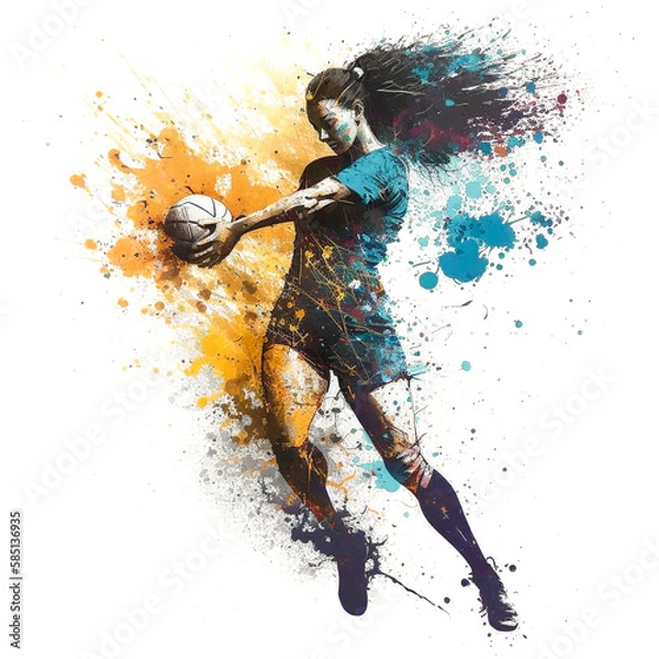 Obraz バレーボール選手のペイントアート, Volleyball Player Paint Art, Generative AI