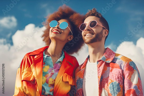 Obraz Gen Z Multi-Ethnic Couple in Romantic close-up Pose 