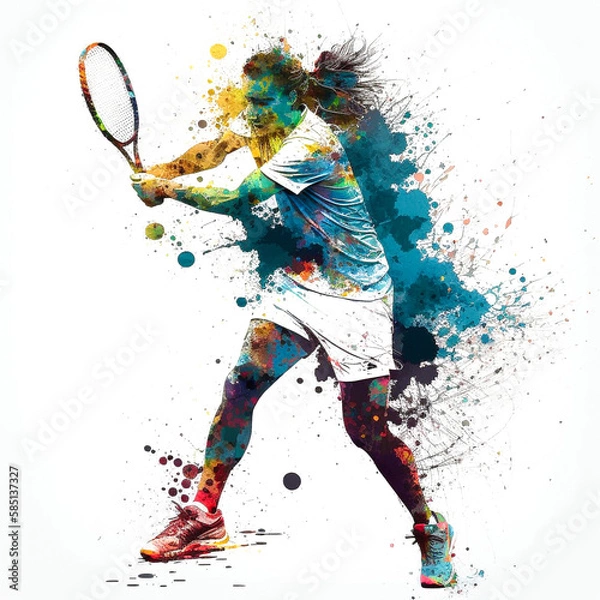 Obraz テニス選手のペイントアート, tennis Player Paint Art, Generative AI