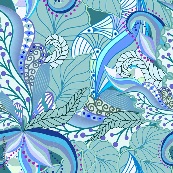 Obraz Seamless texture with ornate flowers and leaf 