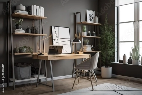 Fototapeta Home Office: Capture a set of images that showcase a productive, inspiring home office. Generative AI