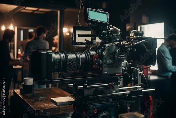 Fototapeta ﻿A camera on a table - Generative AI