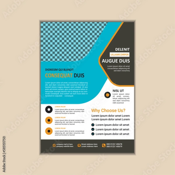 Fototapeta Vector Corporate business flyer design template with bleed