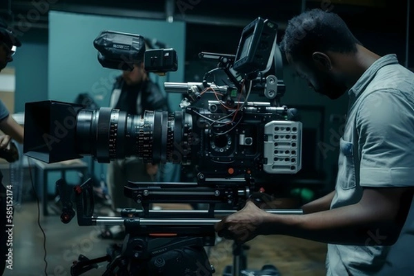 Fototapeta ﻿A man using a camera - Generative AI