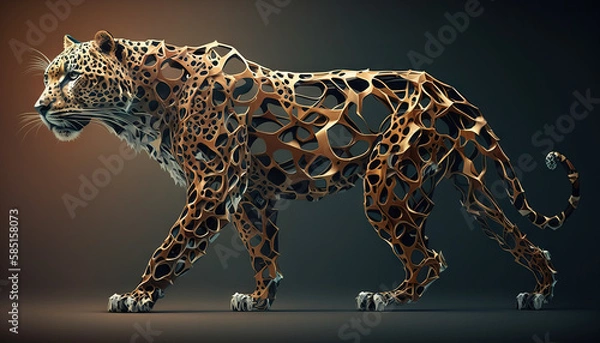 Obraz Lampart Animal Abstract Tapeta. Kontrast tło pantera w żywych kolorach generatywna AI