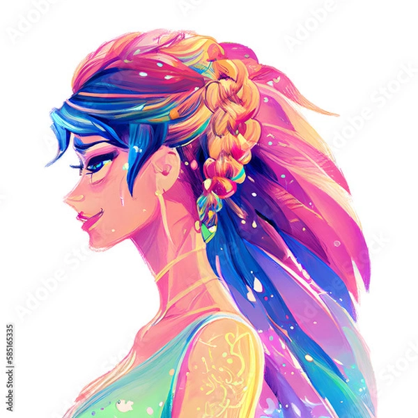 Fototapeta Illustration of Beautiful and Graceful Woman. Built with Generative AI