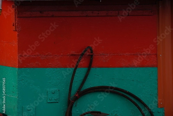 Fototapeta The starboard side of a boat by the color