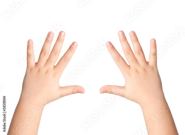 Obraz dwoje dzieci ręce na białym tle