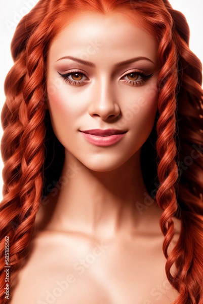 Fototapeta Beautiful woman studio portrait, girl looks directly into the camera , Generative AI