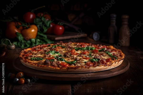 Obraz pizza with salami