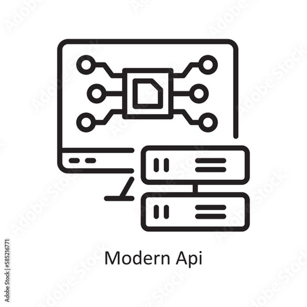 Fototapeta Modern Api Vector Outline Icon Design illustration. Data Symbol on White background EPS 10 File