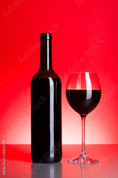Obraz Bottle and glass of red wine