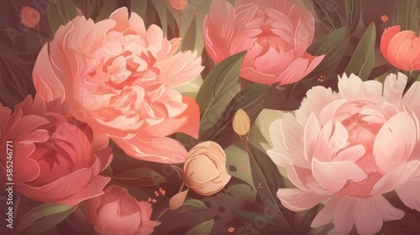 Fototapeta An abstract flora background for Mother's Day, or weddings. Generative AI.