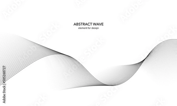 Fototapeta Abstract wave element for design. Digital frequency track equalizer. Stylized line art background. Vector illustration. Wave with lines created using blend tool. Curved wavy line, smooth stripe.