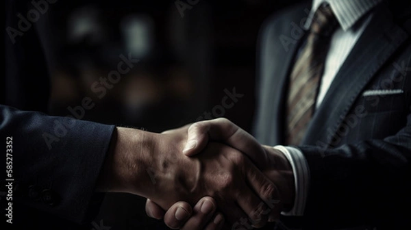 Fototapeta Close up of two businesspeople shaking hands in office..generative ai