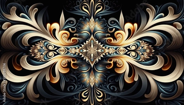 Fototapeta Elegant abstract art background pattern on dark background