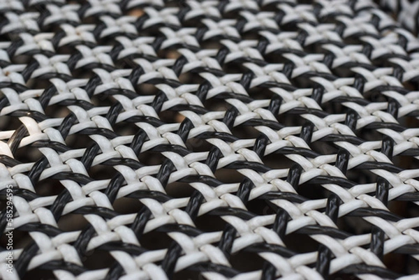 Obraz Soft focus Weave rattan background. Woven product backdrop. Close up texture of handicraft. Natural