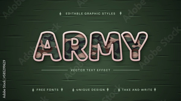 Fototapeta Army Textile - Editable Text Effect, Font Style