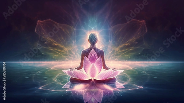 Obraz  meditating sitting in lotus posistion Generative AI