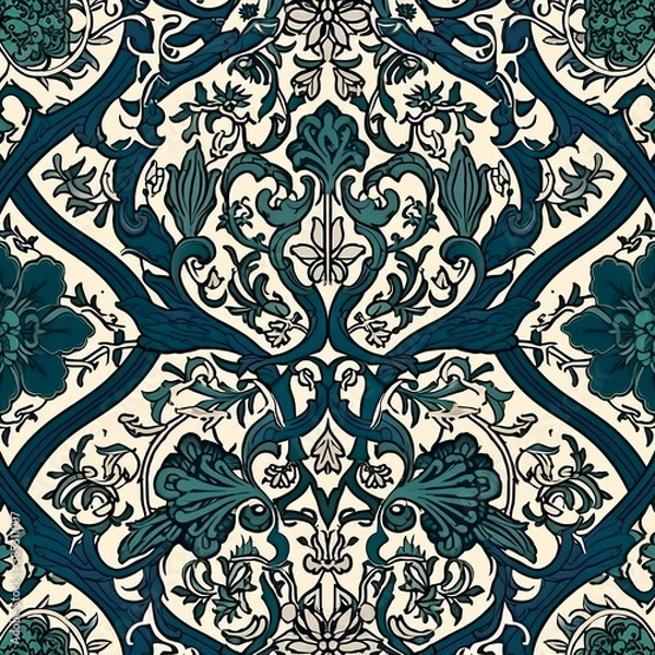 Fototapeta Indian seamless floral pattern