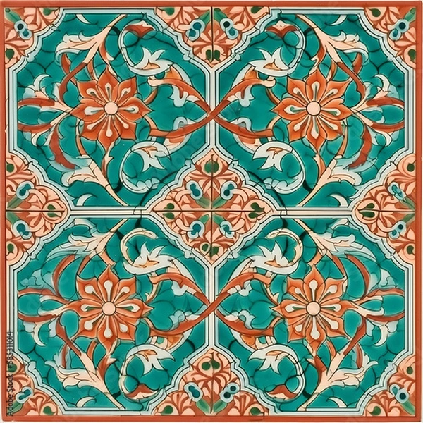 Fototapeta Indian seamless pattern with flowers