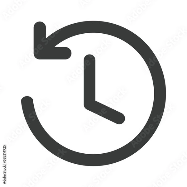 Obraz Circle past time backward arrow black icon