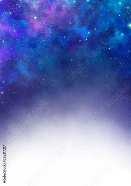 Obraz キラキラ輝く星空の縦長背景, 宇宙のアブストラクトなイメージ, タテ ポスター グラデーション