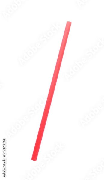 Obraz Red plastic cocktail tube isolated on white