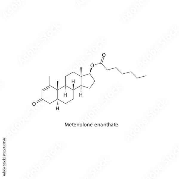 Fototapeta Metenolone enanthate flat skeletal molecular structure Anabolic steroid drug used in Adrenal insufficiency treatment. Vector illustration.