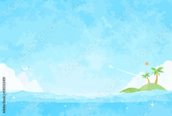 Fototapeta 爽やかな青い海の風景イラスト