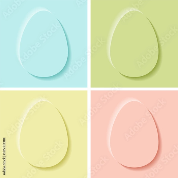 Fototapeta Set of Easter eggs in paper cut style. Spring pastel colours. Vector illustration.