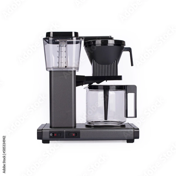 Obraz Gray coffee maker on white background	