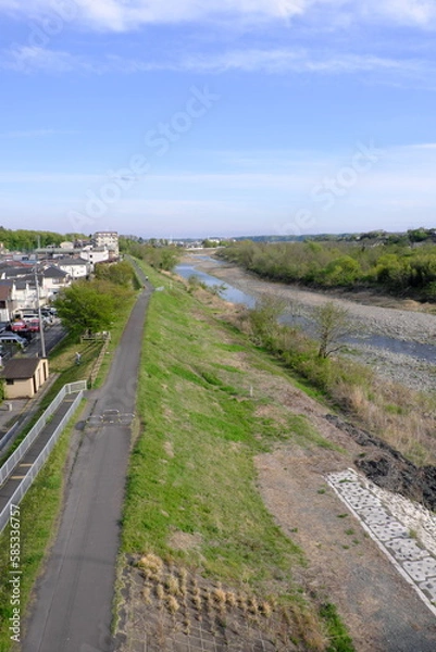 Obraz 多摩川サイクリングロード風景
