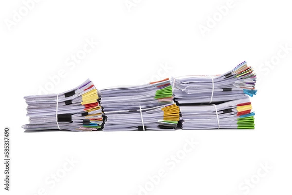 Fototapeta Stack of business documents papers isolated on white background