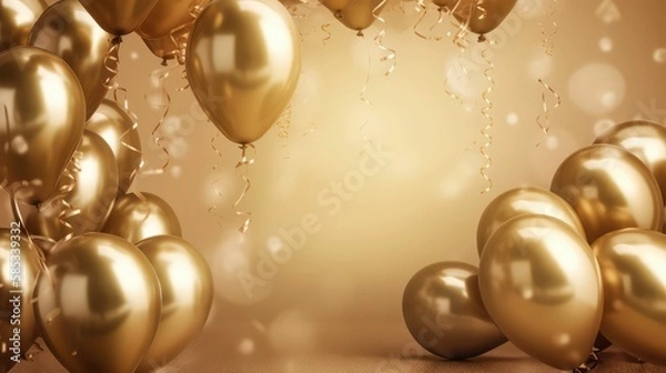 Obraz golden balloons background, generative AI