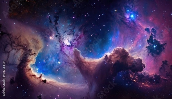 Obraz Beautiful travel in deep space and nebula made with generative ai