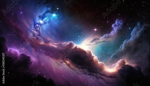 Obraz Beautiful travel in deep space and nebula made with generative ai