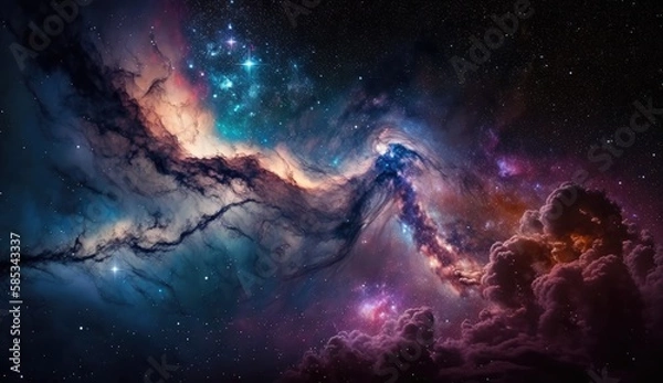 Fototapeta Beautiful travel in deep space and nebula made with generative ai