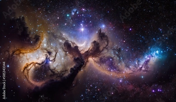 Fototapeta Beautiful travel in deep space and nebula made with generative ai