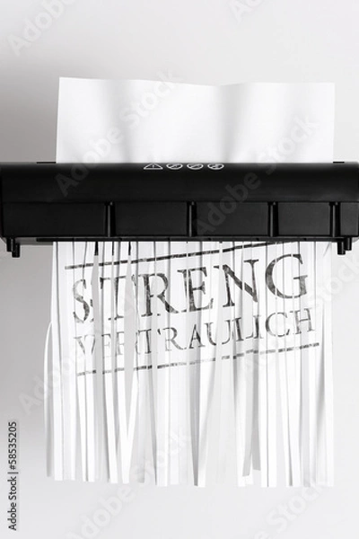 Obraz Schredder Streng vertraulich