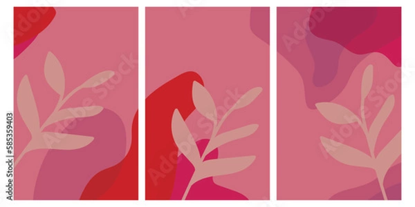 Fototapeta Abstract colorful background botanical mid century wall art template
