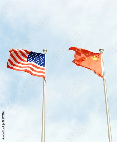 Obraz USA and China Flag