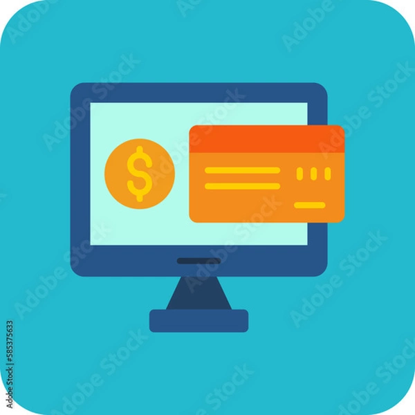 Fototapeta Online Payment Multicolor Round Corner Flat Icon