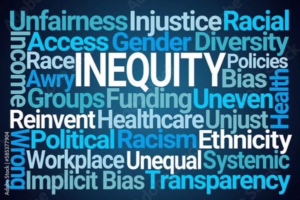 Obraz Inequity Word Cloud on Blue Background