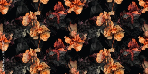 Obraz Begonia repeating pattern background, tropical leaves, abstract art design – created with generative AI