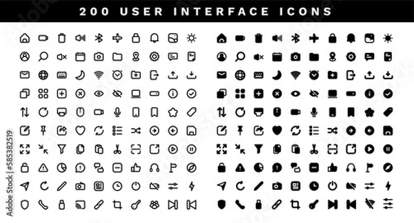 Obraz 200 User Interface icon with line and solid style. UI video and music player. Vector Illustration