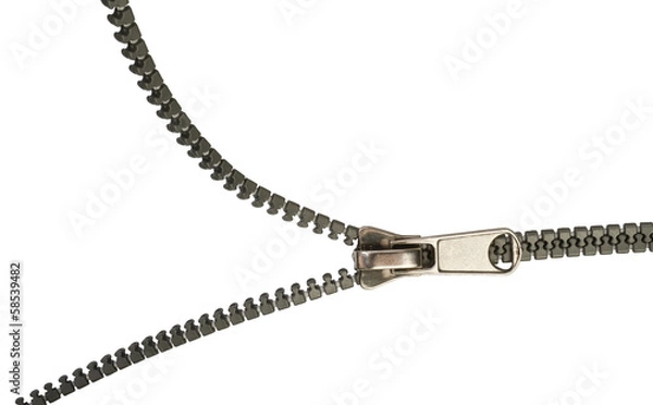 Obraz zamek błyskawiczny na białym