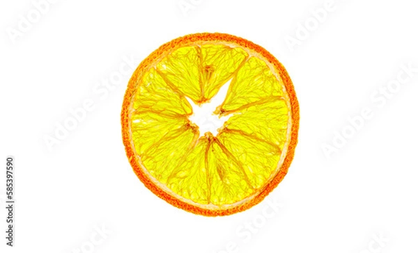 Obraz dried transparent orange slice on a white background, top view