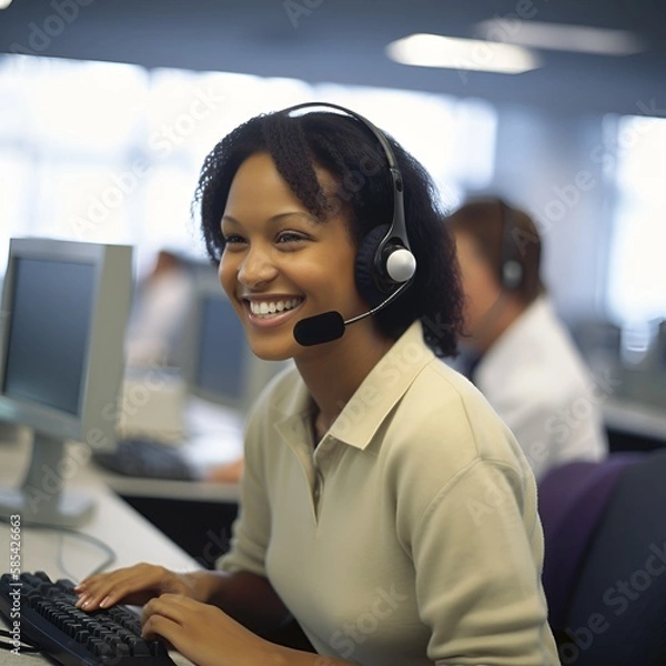 Obraz Smiling call center worker